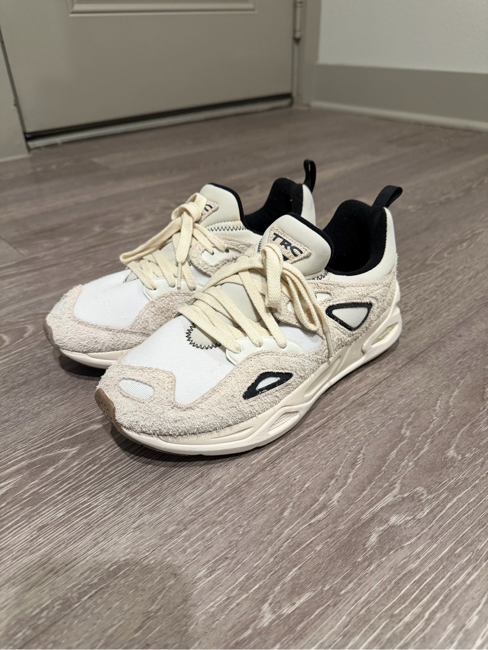 PUMA TRC Cream, White, and Black Athletic Sneakers - Casual Comfort